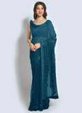 Vegaa Fashion Aqua Georgette Sequence Party Wear Saree - Distacart