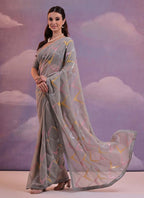 Vegaa Fashion Grey Heavy Georgette Sequence Work Saree - Distacart