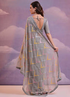 Vegaa Fashion Grey Heavy Georgette Sequence Work Saree - Distacart