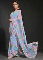 Vegaa Fashion Sky Blue Soft Georgette Sequence Work Saree - Distacart