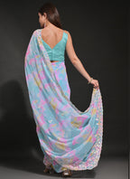 Vegaa Fashion Sky Blue Soft Georgette Sequence Work Saree - Distacart