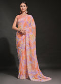 Vegaa Fashion Orange Soft Georgette Sequence Work Saree - Distacart