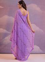 Vegaa Fashion Levender Soft Georgette Sequence Work Saree - Distacart