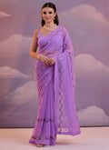 Vegaa Fashion Levender Soft Georgette Sequence Work Saree - Distacart