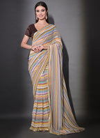Vegaa Fashion Multicolor Georgette Leriya Print Sequence Saree - Distacart