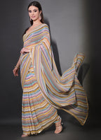 Vegaa Fashion Multicolor Georgette Leriya Print Sequence Saree - Distacart