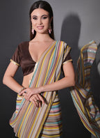 Vegaa Fashion Multicolor Georgette Leriya Print Sequence Saree - Distacart