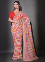 Vegaa Fashion Multicolor Georgette Leriya Print Sequence Saree - Distacart