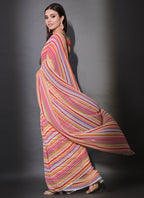 Vegaa Fashion Multicolor Georgette Leriya Print Sequence Saree - Distacart