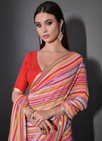 Vegaa Fashion Multicolor Georgette Leriya Print Sequence Saree - Distacart
