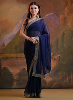 Vegaa Fashion Blue Heavy Georgette Sequence Work Saree - Distacart