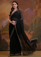 Vegaa Fashion Black Heavy Georgette Sequence Work Saree - Distacart