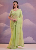 Vegaa Fashion Light Green Georgette Sequence Party Wear Saree - Distacart