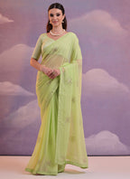 Vegaa Fashion Light Green Georgette Sequence Party Wear Saree - Distacart