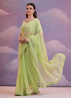 Vegaa Fashion Light Green Georgette Sequence Party Wear Saree - Distacart