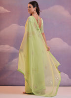 Vegaa Fashion Light Green Georgette Sequence Party Wear Saree - Distacart