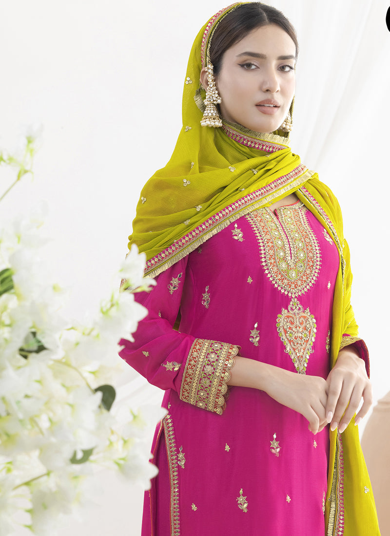 Vegaa Fashion Pink Chinon Silk Embroidered Designer Salwar Suit - Distacart