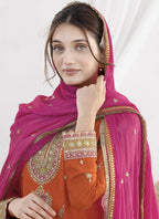 Vegaa Fashion Orange Chinon Silk Embroidered Designer Salwar Suit - Distacart