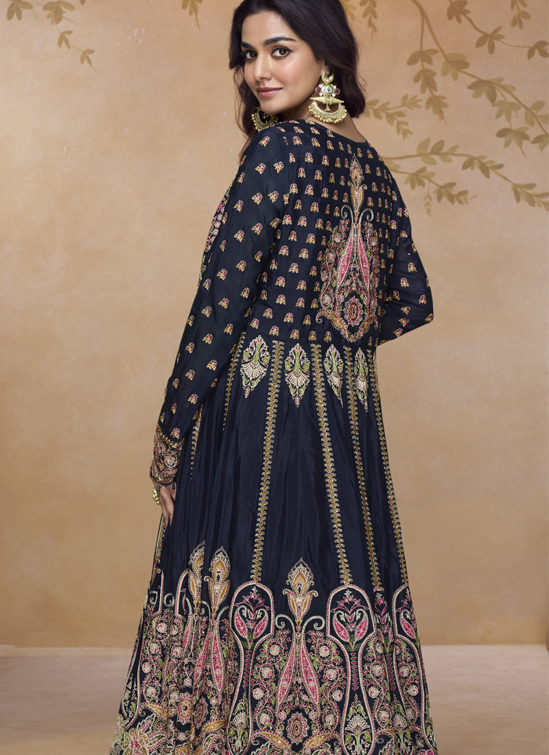 Vegaa Fashion Lavender Simar Silk Embroidered Wedding Wear Lehenga Style Suit - Distacart