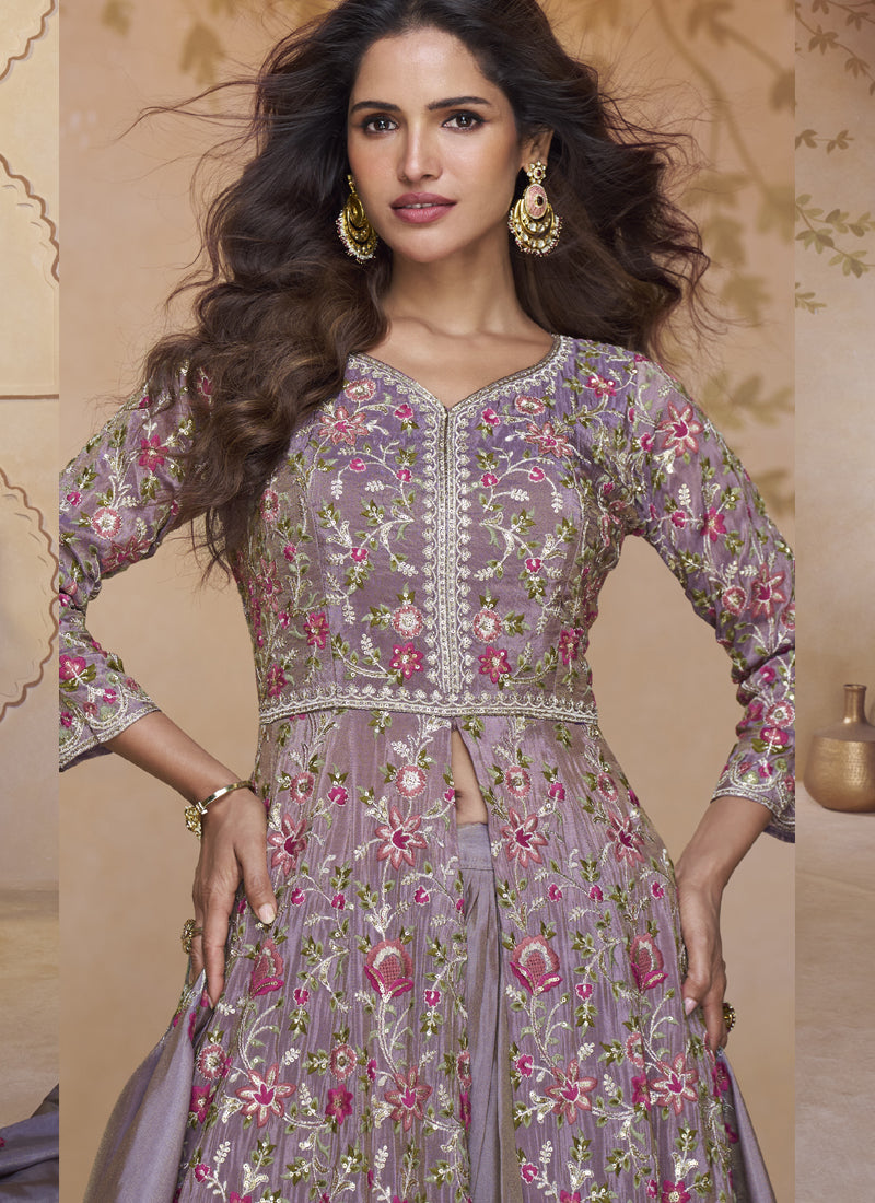 Vegaa Fashion Blue Georgette Embroidered Wedding Wear Lehenga Style Suit - Distacart