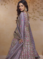 Vegaa Fashion Blue Georgette Embroidered Wedding Wear Lehenga Style Suit - Distacart