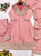 Vegaa Fashion Peach Premium Silk Embroidered Sequence Anarkali Suit - Distacart