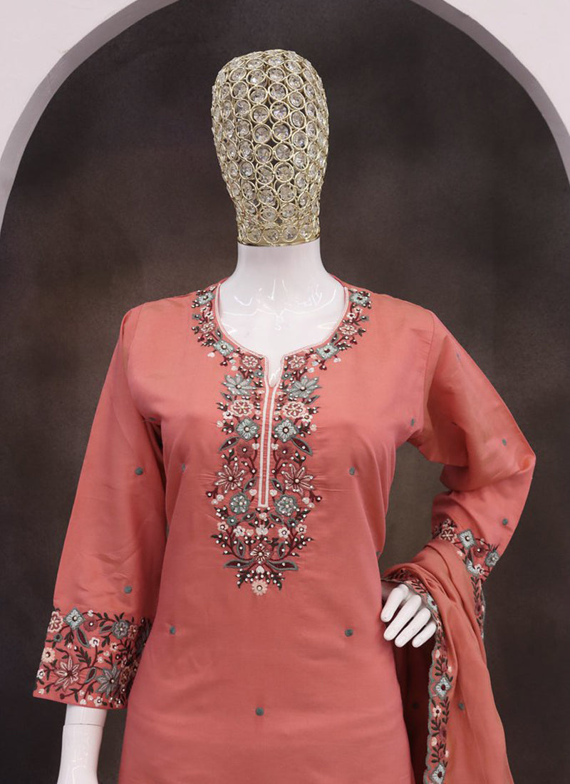 Vegaa Fashion Gajri Simar Silk Embroidered Palazzo Suit
