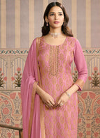 Vegaa Fashion Light Pink Jacquard Silk Hand Work Designer Salwar Suit - Distacart
