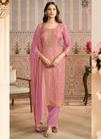 Vegaa Fashion Light Pink Jacquard Silk Hand Work Designer Salwar Suit - Distacart