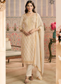 Vegaa Fashion Off White Jacquard Silk Hand Work Designer Salwar Suit - Distacart