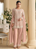 Vegaa Fashion Light Peach Georgette Embroidered Beads Designer Salwar Suit - Distacart