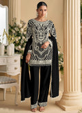 Vegaa Fashion Black Georgette Embroidered Beads Designer Salwar Suit - Distacart
