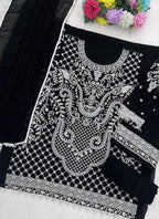 Vegaa Fashion Black Georgette Embroidered Beads Designer Salwar Suit - Distacart