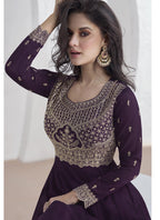 Vegaa Fashion Violet Vichitra Silk Sequence Anarkali Suit