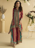 Vegaa Fashion Maroon Crepe Silk Emblissed Mirror Work Designer Cord Set - Distacart
