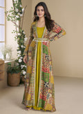 Vegaa Fashion Mustard Georgette Embroidered Gown With Silk Sturg - Distacart
