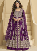 Vegaa Fashion Purple Chinon Silk Embroidered Lehenga Style Suit - Distacart