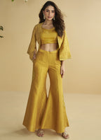 Vegaa Fashion Yellow Silk Embroidered Designer Palazzo With Jacket - Distacart