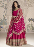 Vegaa Fashion Rani Pink Viscose Jacquard Silk Embroidered Gown With Viscose Dupatta - Distacart