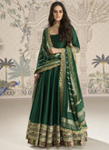 Vegaa Fashion Green Viscose Jacquard Silk Embroidered Gown With Viscose Dupatta - Distacart