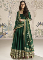 Vegaa Fashion Green Viscose Jacquard Silk Embroidered Gown With Viscose Dupatta - Distacart