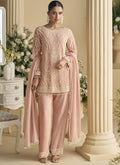 Vegaa Fashion Light Peach Georgette And Net Embroidered Beads Work Salwar Suit - Distacart