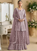 Vegaa Fashion Onion Pink Net Embroidered Sequin Designer Palazzo Suit - Distacart