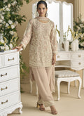 Vegaa Fashion Beige Georgette And Net Embroidered Beads Work Salwar Suit - Distacart