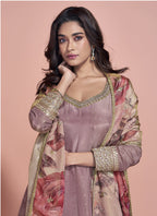 Vegaa Fashion Onion Pink Viscose Jacquard Silk Embroidered Anarkali Suit - Distacart
