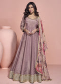 Vegaa Fashion Onion Pink Viscose Jacquard Silk Embroidered Anarkali Suit - Distacart