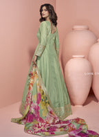 Vegaa Fashion Pista Green Viscose Jacquard Silk Embroidered Anarkali Suit - Distacart