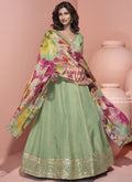 Vegaa Fashion Pista Green Viscose Jacquard Silk Embroidered Anarkali Suit - Distacart