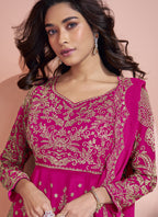 Vegaa Fashion Pink Georgette Embroidereddesigner Sharara Suit - Distacart