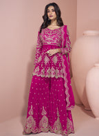 Vegaa Fashion Pink Georgette Embroidereddesigner Sharara Suit - Distacart